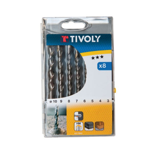 Coffret 8 forets à béton - Tivoly - Ø 3 à 10 mm