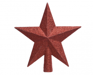 Cimier de sapin étoile - Rouge paillettes - 19 cm