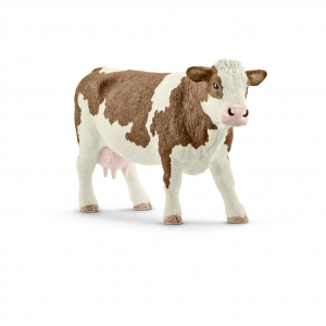 Figurine Vache Simmental Française - Schleich - Blanc/Marron - 13 x 4 x 7.7 cm