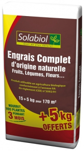 ENGRAIS COMPLET 15+5KG - SOLABIOL