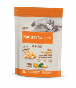 Alimentation naturelle pour chats stérilisés - Nature's Variety Selected - Sanscéréales POULET PLEIN AIR 300G