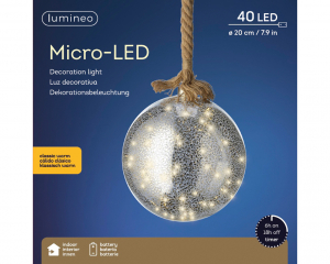 Boule argentée à micro LEDs - Ø20 cm
