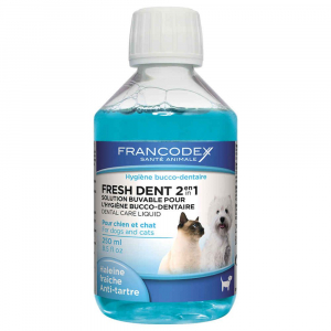 Fresh Dent2 en 1, action anti-plaque - Francodex - Pour chiens et chats -  Flacon de 250ml Laboratoire Francodex