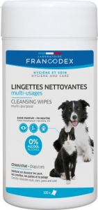 Lingettes nettoyantes multi-usages - Francodex - Pour chiens et chats - Boite de 100 lingettes