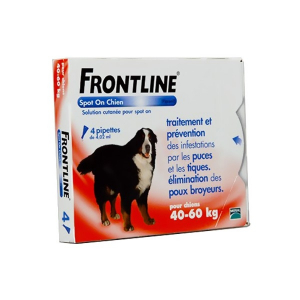 Frontline Spot On x 4 pour chien de 40 à 60 kg - Traitement de prévention et d'élimination de puces, tiques et poux