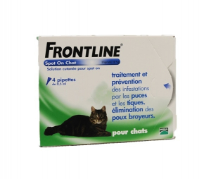 Frontline Spot On x 4 pour chat - Traitement, prévention et élimination de puces, tiques et poux