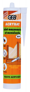 Mastic acrylique joint maçonnerie et menuiserie - Acrybat - GEB - Blanc - 310 ml 
