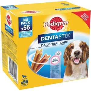 Dentastix bâtonnets hygiène bucco-dentaire pour chiens moyens - Pedigree - 56 sticks - 1,44 kg