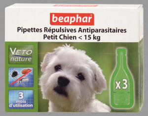3 pipettes répulsives antiparasitaires pour petit chien - Beaphar