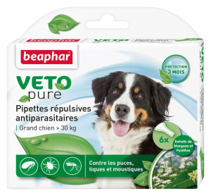 6 pipettes répulsives antiparasitaires pour grand chien - Beaphar