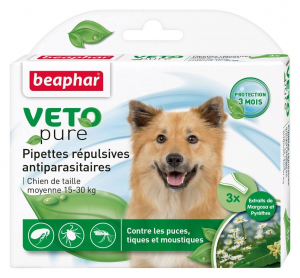 3 pipettes répulsives antiparasitaires pour chien de taille moyenne - Beaphar