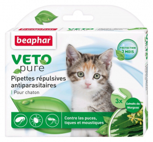 3 pipettes répulsives antiparasitaires pour chaton - Beaphar