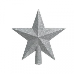 Cimier de sapin étoile - Argent paillettes - 19 cm