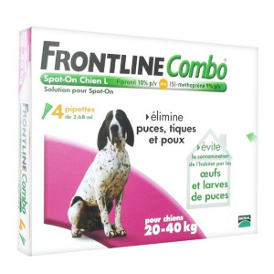 Frontline Combo x 4  pour chien 20 à 40 kg - Traitement anti-puces pour chien