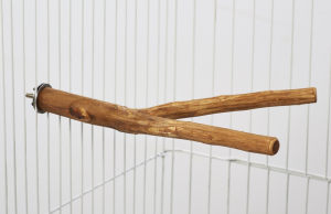 Perchoir double en bois canari ou perruche - 25 cm