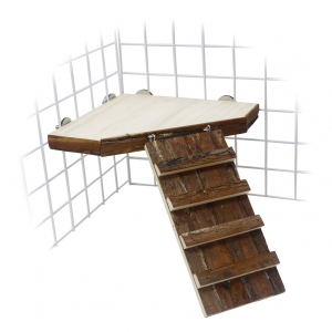 Plateforme d'angle en bois avec rampe d'accès pour cochons d'Inde - Rongis