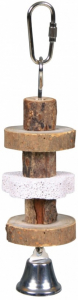 Jouet pour oiseau - Natural linving - Trixie - Bois à macher et pierre de lave - 16 cm