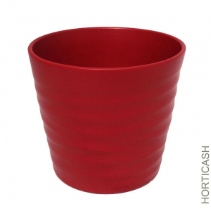 Cache pot Wave - Horticash - rouge mat - 15 cm
