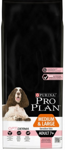 Croquette pour chiens adult 7+ medium & large sensitive skin Optiderma - Proplan - saumon - 14 kg