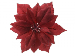 Poinsettia sur clip - Rouge - 24 cm