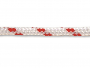 Corde polypropylène tressée - Ø 6 mm - Blanc-Rouge - Vente au mètre linéaire