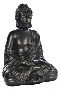 Bouddha Hindou ciré noir Hairie Grandon - Hauteur 50 cm