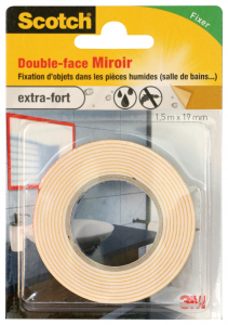 Double face miroirs - 3M - Blanc - 1,5 m x 19 mm