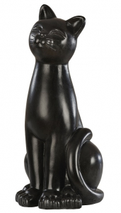 Statue chat ton noir ciré Hairie Grandon - Hauteur 42 cm
