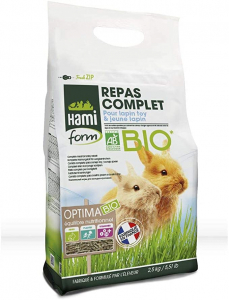 Repas Complet Prémium Optima Bio - Hamiform - Pour  lapins toy et lapereaux - sac de 2,5Kg