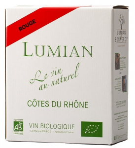 Vin bio Côtes du Rhône - Lumian - rouge - Bag in Box 3 litres