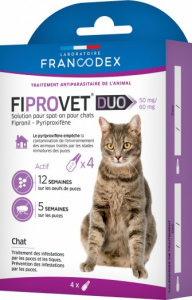 Francodex - Fiprovet Duo 50 mg/60 mg - anti-puces pour chat
