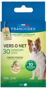 Vers O Net comprimés pour chiots et chiens - Francodex
