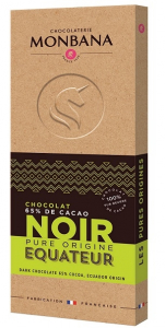Tablette chocolat noir Equateur - Monbana - 100 gr