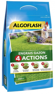 Engrais gazon 4 actions - Algoflash - 250 m2 - 10 kg 