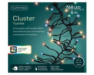 Guirlande lumineuse grappes - Multicolore - 7 m - extérieur - câble noir
