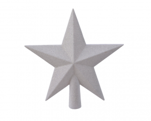 Cimier de sapin étoile - Blanc paillettes - 19 cm