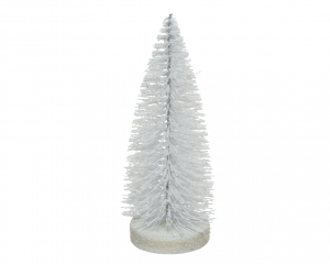 Sapin brush - Blanc et paillettes - 20 cm