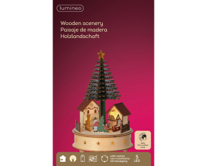 Village de Noël en Bois avec Éclairage LED