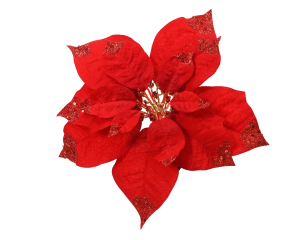 Poinsettia en velours avec finition scintillante