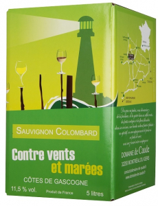 Vin Sauvignon Colombard - Contre Vents et Marées - Blanc - Bag in Box de 5 litres 