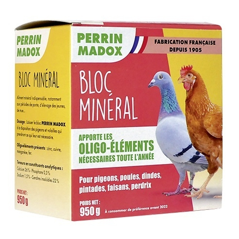 Bloc minéral pour pigeons et volailles - Perrin Madox - 950 g Ets