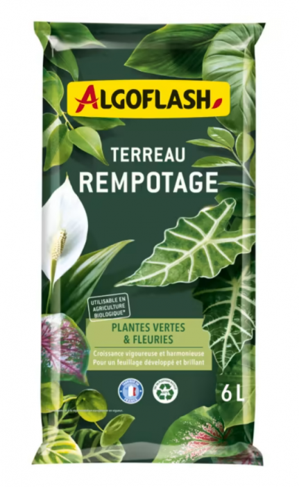 Terreau rempotage plantes vertes & plantes fleuries - Algoflash