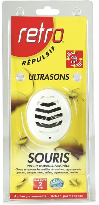 RETRO Répulsif ULTRASONS SOURIS – Protection contre souris, insectes  rampants, araignées.