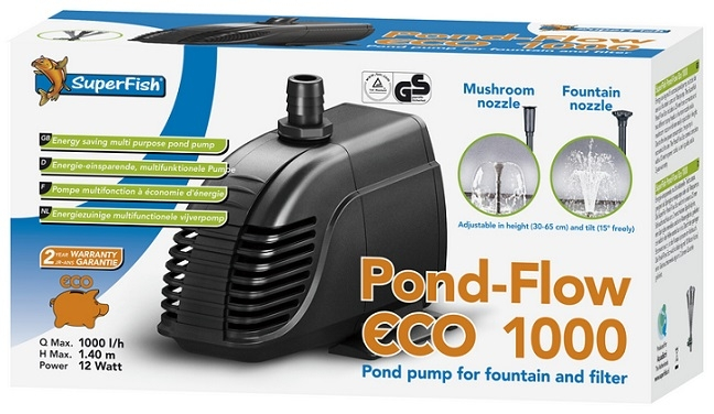 Pond Flow ECO 1000 - Pompe Bassin - Superfish - 1000 L/H Aquadistri