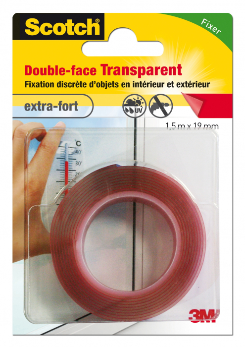 Adhésif double-face transparent - Extra Fort - 3 mm